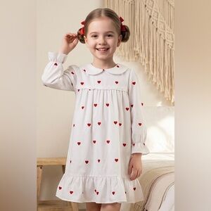 The Beaufort Bonnet Company 3T Goldie Locks White Nightgown Red Hearts Ruffles